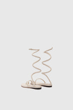 Load image into Gallery viewer, Flat sandal in smooth calfskin with hand-woven lacing
