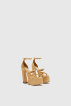 Load image into Gallery viewer, Platform in beige nuvolato suede with hand-woven straps
