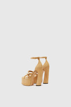 Load image into Gallery viewer, Platform in beige nuvolato suede with hand-woven straps
