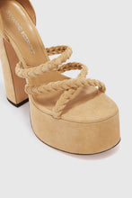 Load image into Gallery viewer, Platform in beige nuvolato suede with hand-woven straps
