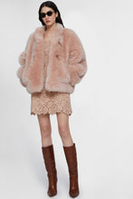 Load image into Gallery viewer, Lambskin leather over jacket with leather and gold metal details.

