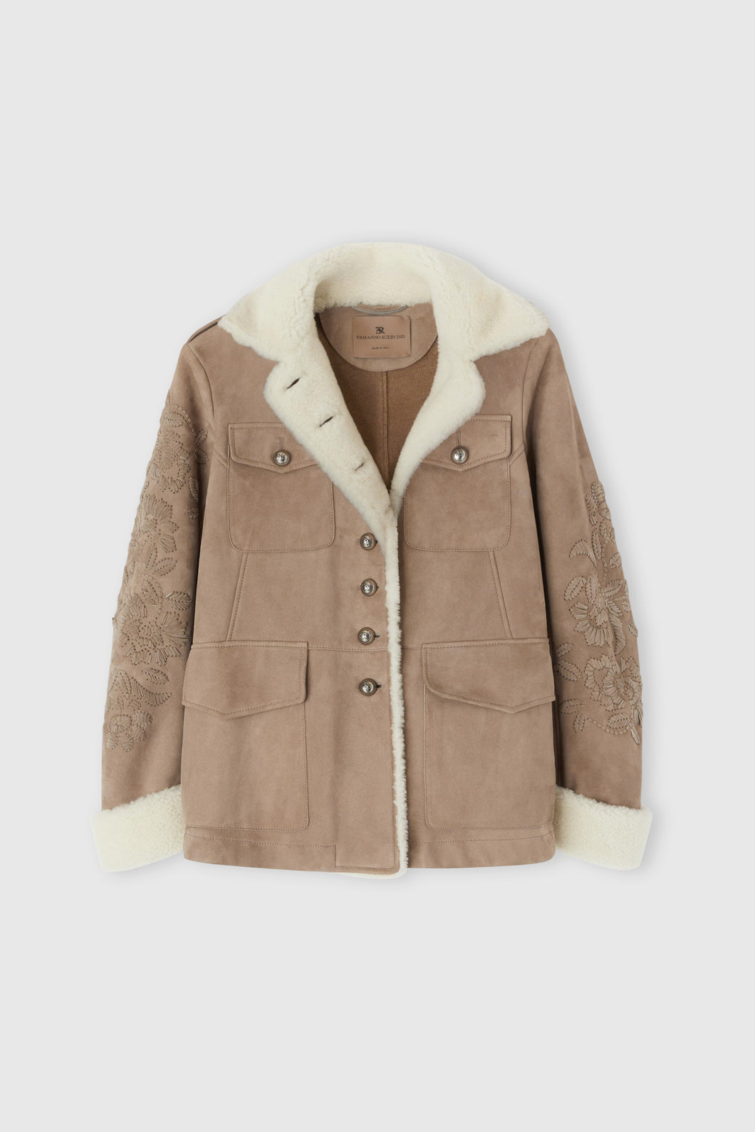 Lambskin jacket with embroidery and shearling lining