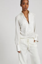 Load image into Gallery viewer, Silk blouse with hand-carved embroidery
