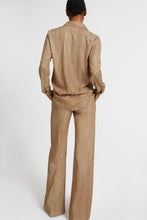 Load image into Gallery viewer, Viscose shirt with hand-applied crystals and a sigata pattern in shades of camel
