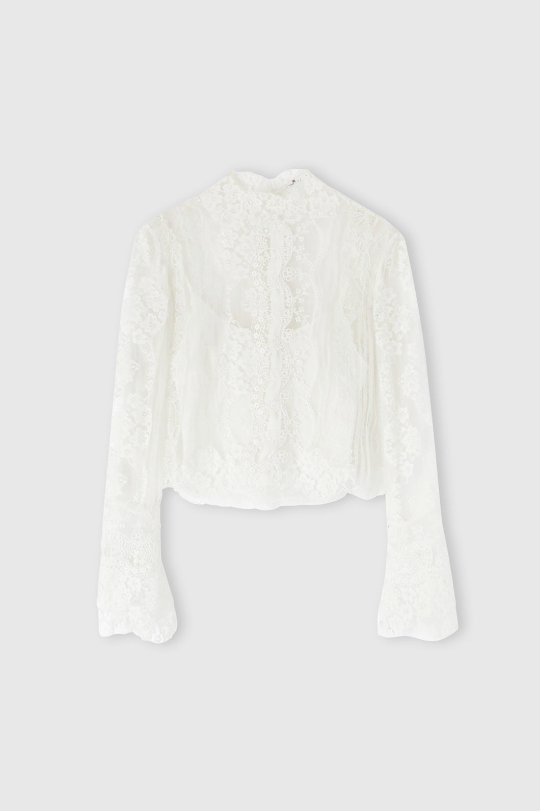 Pure silk blouse with lace embroidery