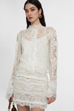 Load image into Gallery viewer, Pure silk blouse with lace embroidery
