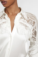 Load image into Gallery viewer, Stretch silk shirt with lace
