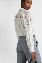 Load image into Gallery viewer, Stretch silk shirt with lace
