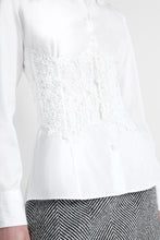 Load image into Gallery viewer, Cotton poplin shirt with rebrodé lace bustier
