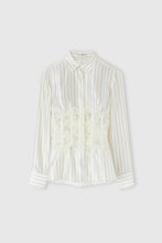 Load image into Gallery viewer, Printed silk shirt with rebrodé lace bustier
