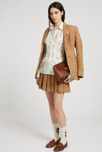 Load image into Gallery viewer, Printed silk shirt with rebrodé lace bustier

