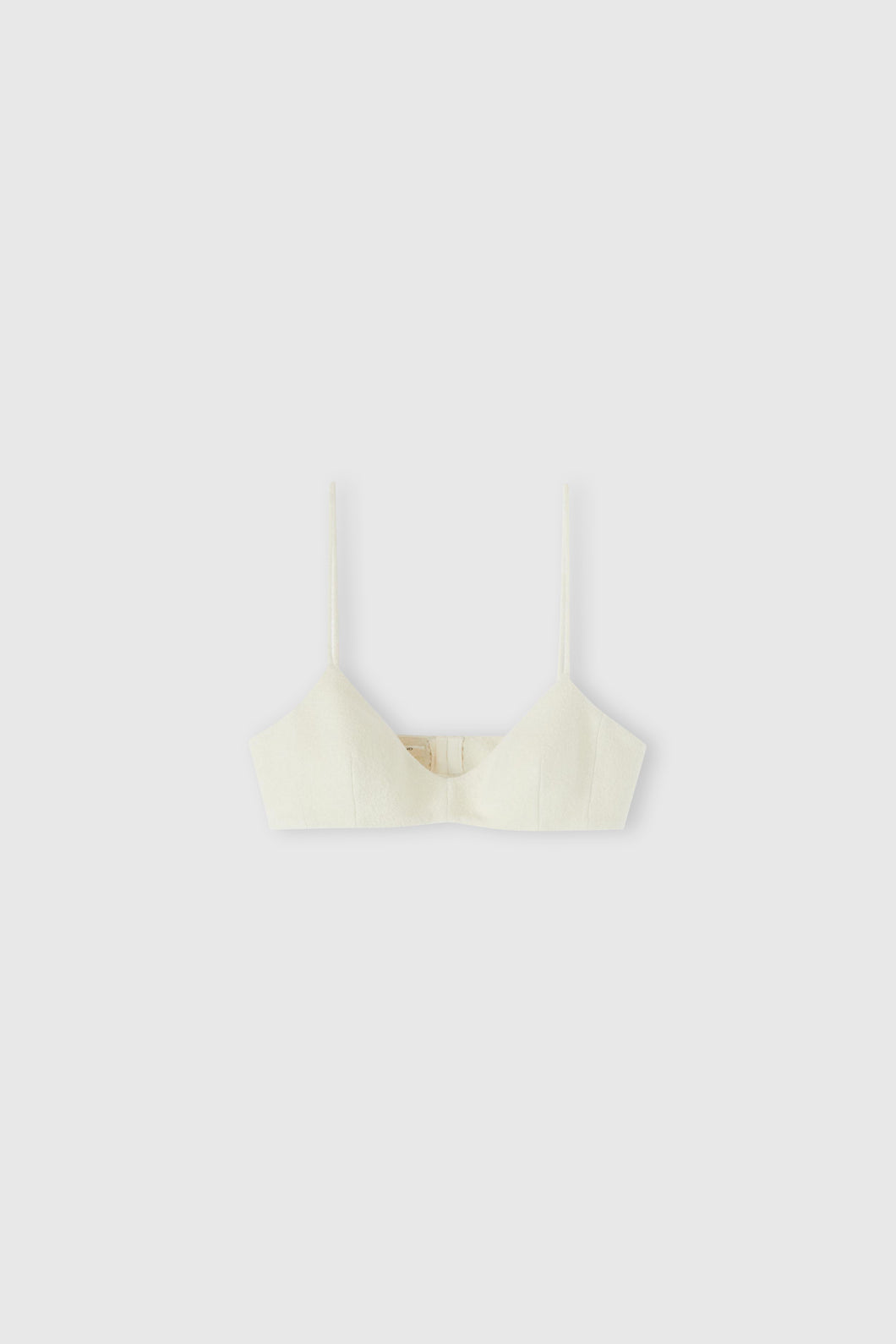 Structured bra in wool and silk blend with thin straps