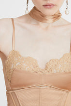 Load image into Gallery viewer, Unstructured silk satin bra with lace application
