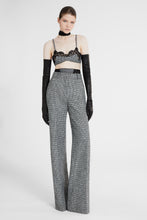 Load image into Gallery viewer, Unstructured wool blend bra with pied de poule pattern and lace applications
