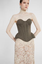 Load image into Gallery viewer, Structured bustier in wool, silk and cashmere herringbone
