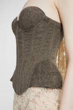 Load image into Gallery viewer, Structured bustier in wool, silk and cashmere herringbone

