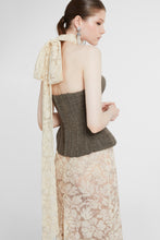 Load image into Gallery viewer, Structured bustier in wool, silk and cashmere herringbone
