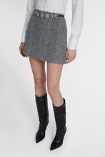 Load image into Gallery viewer, Virgin wool blend mini skirt with herringbone pattern
