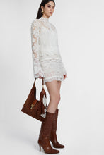 Load image into Gallery viewer, Miniskirt in patchwork of lace and georgette
