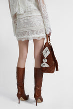 Load image into Gallery viewer, Miniskirt in patchwork of lace and georgette
