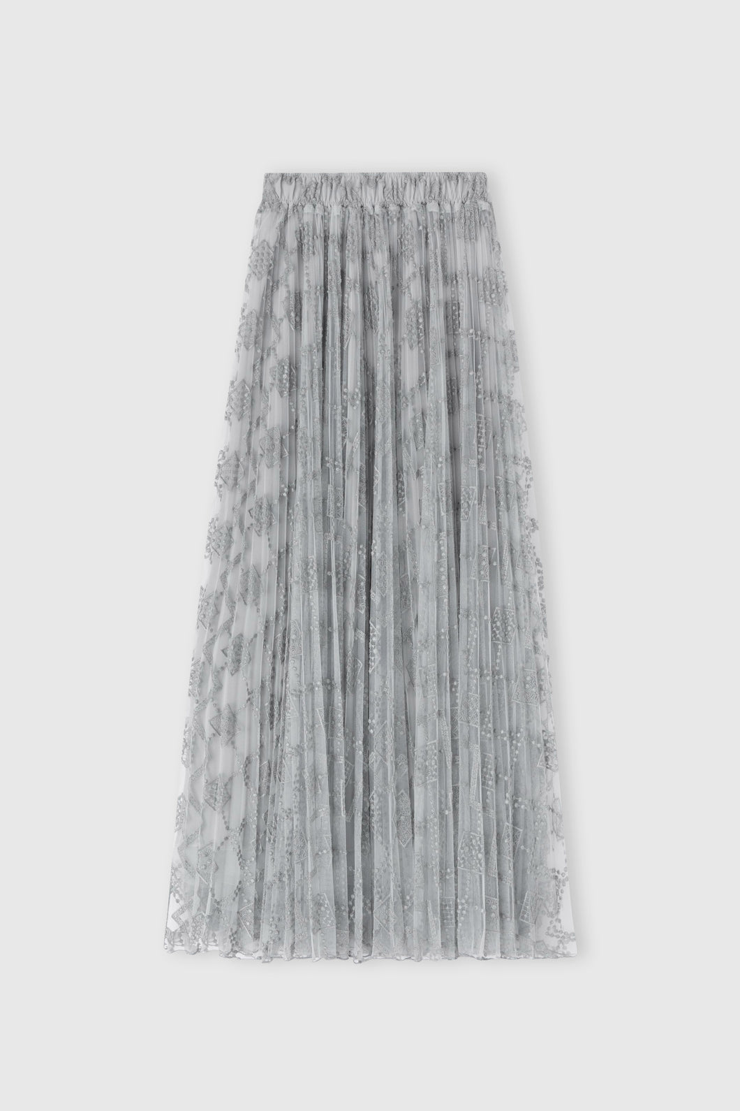 Pleated midi skirt with embroidered argyle motif