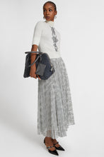 Load image into Gallery viewer, Pleated midi skirt with embroidered argyle motif
