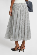 Load image into Gallery viewer, Pleated midi skirt with embroidered argyle motif
