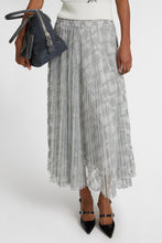 Load image into Gallery viewer, Pleated midi skirt with embroidered argyle motif
