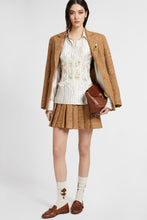 Load image into Gallery viewer, Wool blend pleated mini skirt with herringbone pattern
