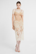 Load image into Gallery viewer, Sheath skirt in tulle and fine floral lace
