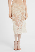 Load image into Gallery viewer, Sheath skirt in tulle and fine floral lace
