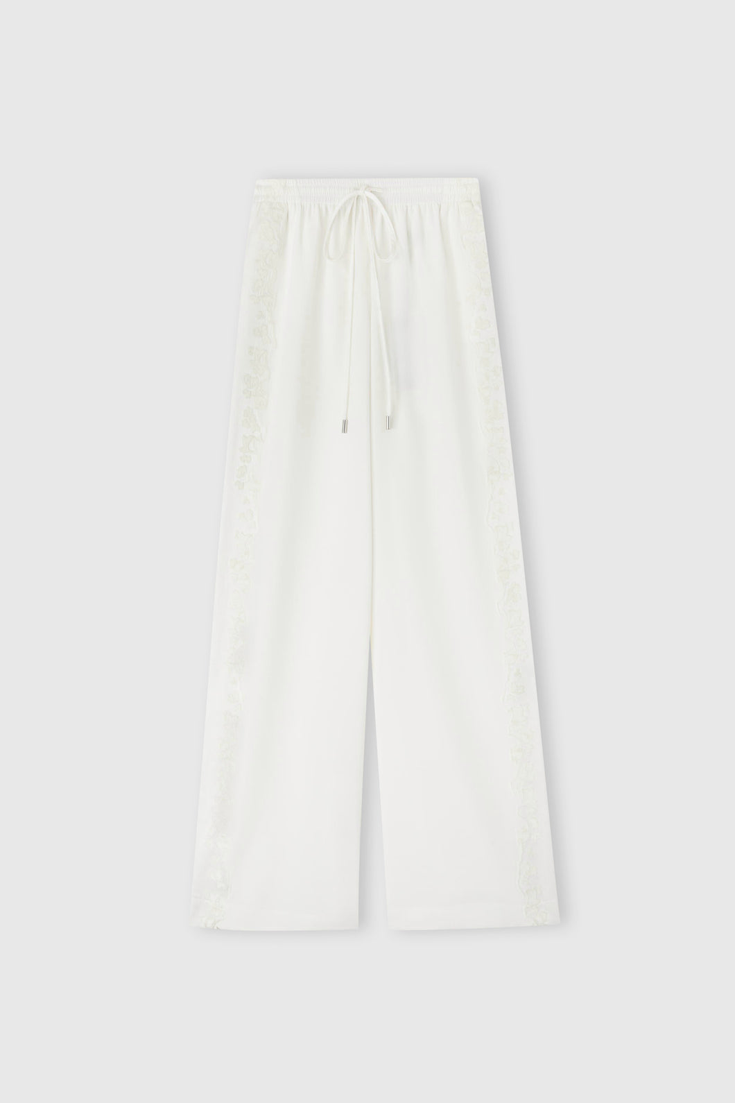 Ivory stretch silk pajama trousers