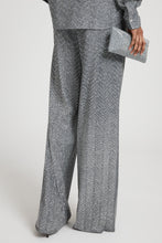 Load image into Gallery viewer, Palazzo trousers with herringbone design and hand-applied crystals
