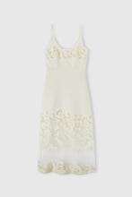 Load image into Gallery viewer, Wool and silk blend lingerie midi dress with floral inlay
