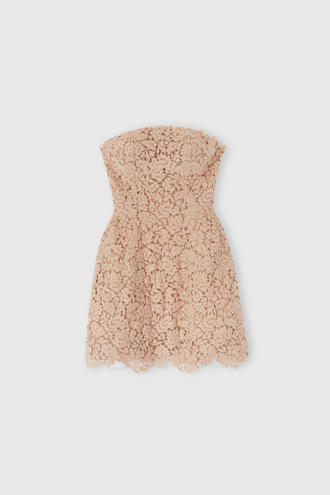 Bustier dress in wool macramé lace