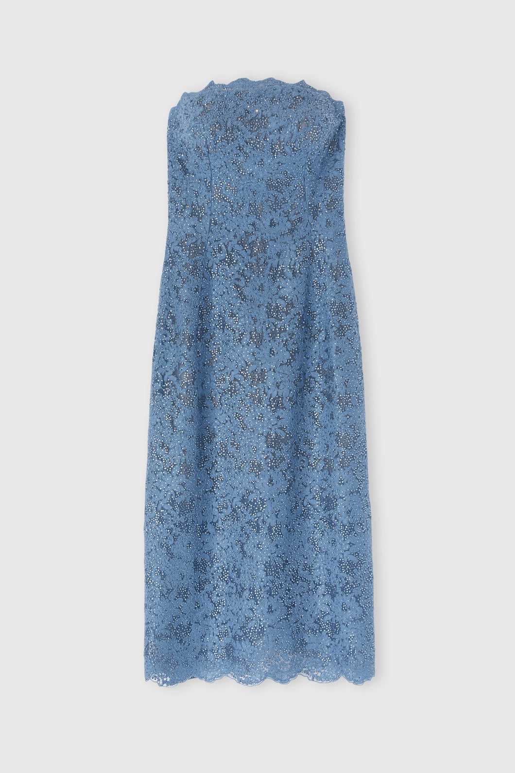 Macramé lace midi bustier dress with crystals