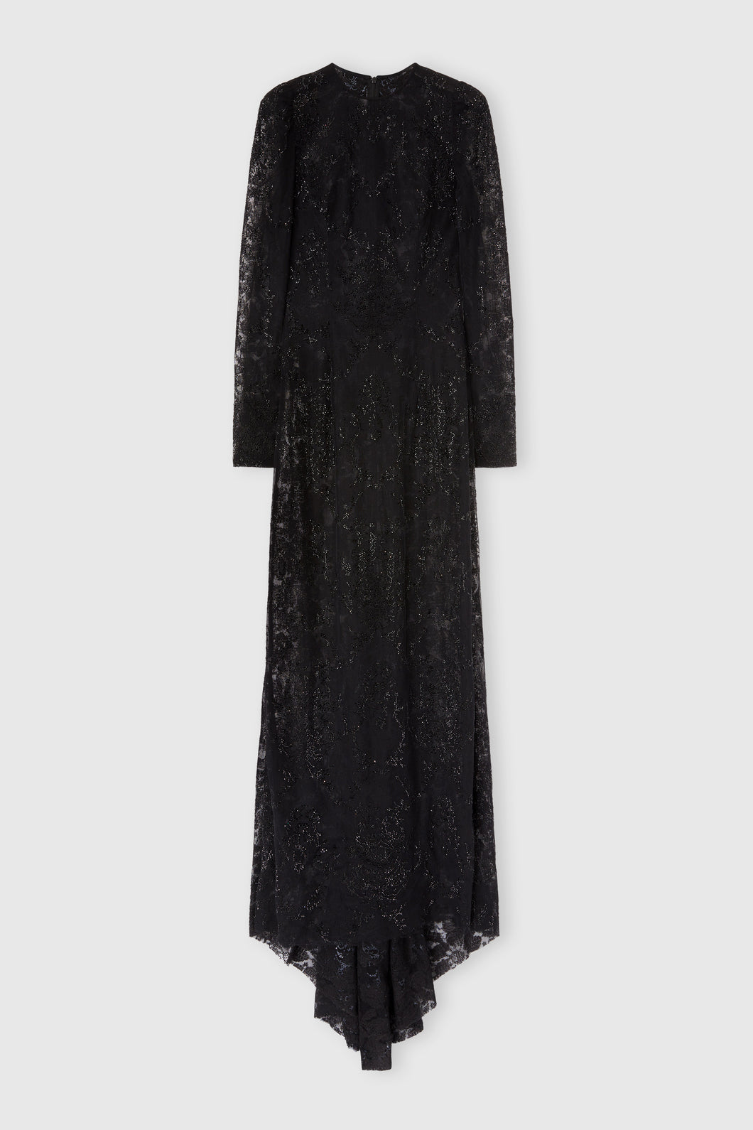 Long lace dress with matching scarf and crepe slip