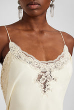 Load image into Gallery viewer, Long lingerie dress in silk satin with lace details
