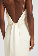 Load image into Gallery viewer, Long lingerie dress in silk satin with lace details
