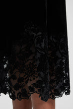 Load image into Gallery viewer, Lingerie-style velvet dress in viscose and silk with cutouts and rebrodé lace
