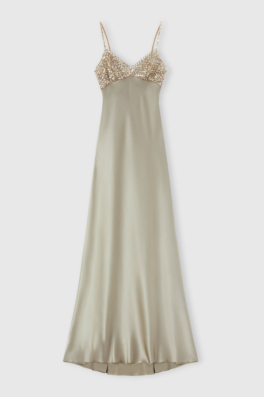 Long lingerie-style dress in silk satin