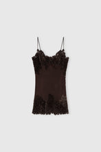 Load image into Gallery viewer, Silk mini dress with hand-cut velvet lace
