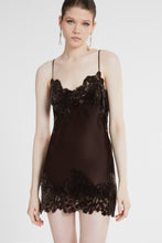Load image into Gallery viewer, Silk mini dress with hand-cut velvet lace
