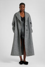 Load image into Gallery viewer, Silk slip dress with pied de poule pattern and contrast lace
