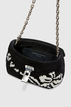 Load image into Gallery viewer, Mini Joy in suede with hand-embroidered leather ribbon
