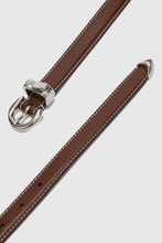 Load image into Gallery viewer, Brown belt in smooth calfskin with double buckle tip and loop
