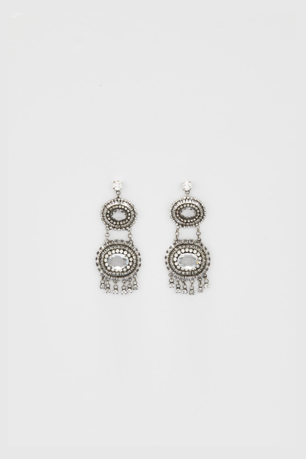 Chandelier earrings with oval crystals