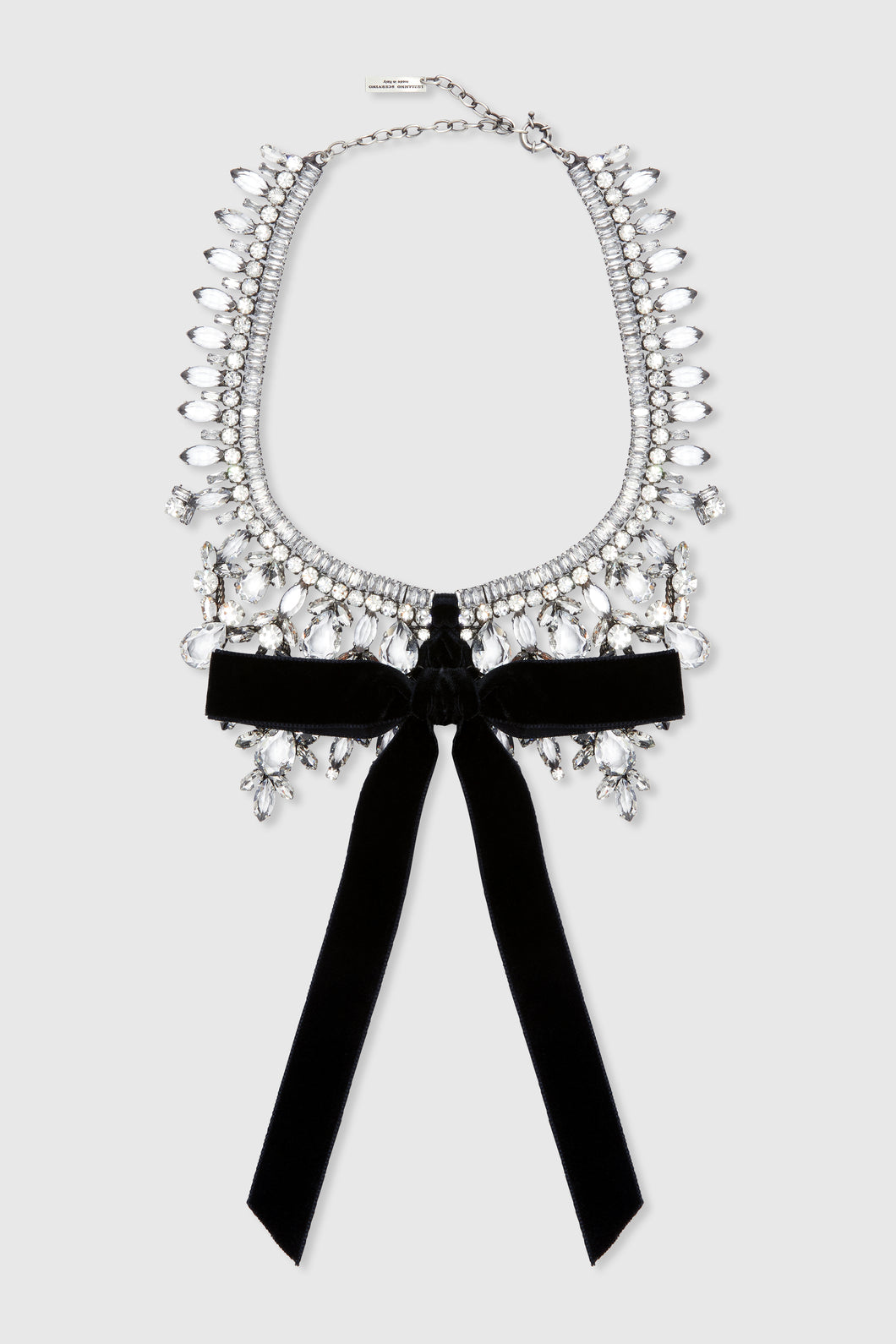 Crystal necklace with velvet bow