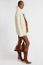 Load image into Gallery viewer, Merino wool cardigan-coat with leather and sheepskin details
