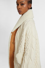 Load image into Gallery viewer, Merino wool cardigan-coat with leather and sheepskin details
